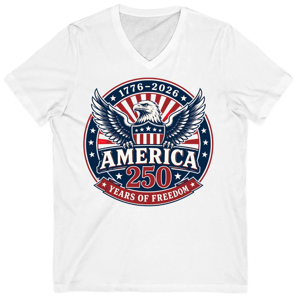 America 250 Years Of Freedom Celebration V-Neck in White